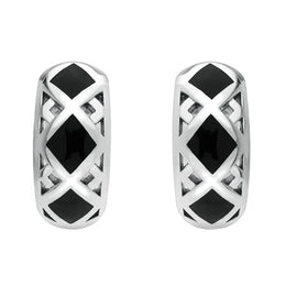 Sterling Silver Whitby Jet Curved Crossover Four Piece Set