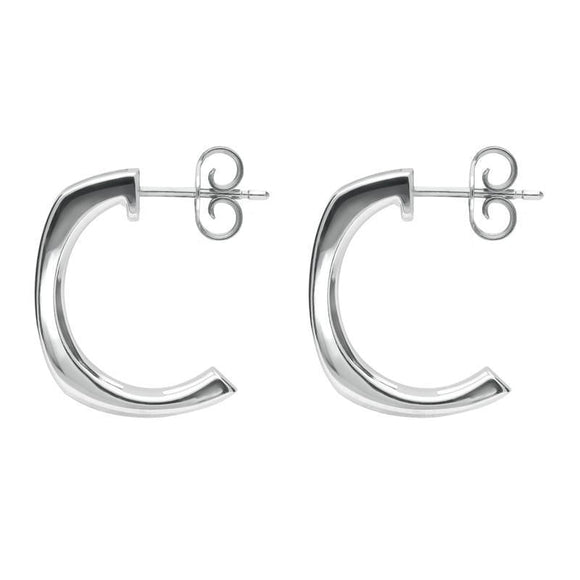 Sterling Silver Whitby Jet Curved Oblong Stud Earrings. E2022