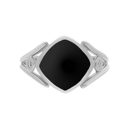Sterling Silver Whitby Jet Cushion Cut Ring R1246