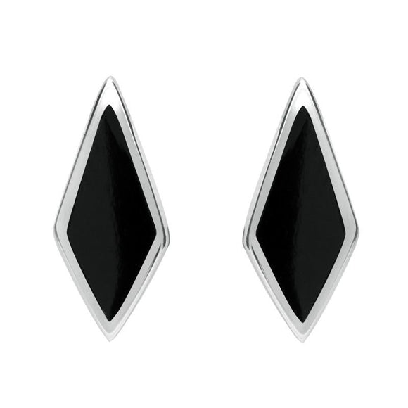Sterling Silver Whitby Jet Diamond Shaped Stud Earrings E282