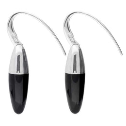 Sterling Silver Whitby Jet Dropper Hook Earrings E2013