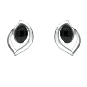 Sterling Silver Whitby Jet Flame Shaped Two Piece Set. S022