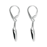 Sterling Silver Whitby Jet Fleur Leaf Drop Earrings E1822