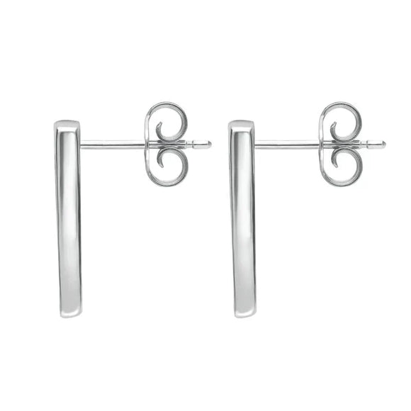 Sterling Silver Whitby Jet Four Stone Zigzag Oblong Stud Earrings E442 side