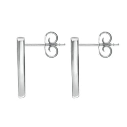 Sterling Silver Whitby Jet Four Stone Zigzag Oblong Stud Earrings E442 side