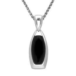 Sterling Silver Whitby Jet Barrel Frame Necklace P1396