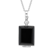 Sterling Silver Whitby Jet Glass Rectangular Locket, P2646.