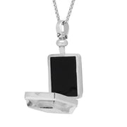 Sterling Silver Whitby Jet Glass Rectangular Locket, P2646.