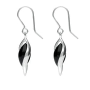 Sterling Silver Whitby Jet Graduated Twist Drop Earrings. E1769.