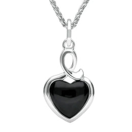 Sterling Silver Whitby Jet Heart Loop Two Piece Set