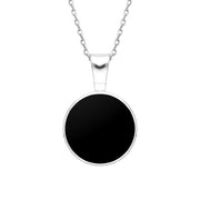 Sterling Silver Whitby Jet Heritage Round Necklace. P018.