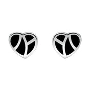 Sterling Silver Whitby Jet Inlaid Heart Two Piece Set. S044. earrings