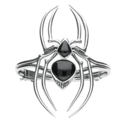 Sterling Silver Whitby Jet & Marcasite Gothic Spider Bangle. B862