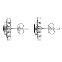 Sterling Silver Whitby Jet Marcasite Round Stud Earrings E1634
