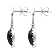 Sterling Silver Whitby Jet Marquise Long Drop Earrings E1702