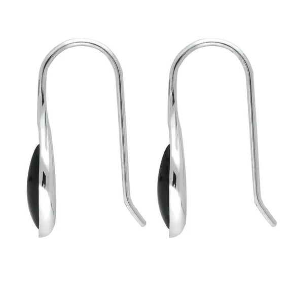 Sterling Silver Whitby Jet Marquise Overlap Hook Earrings E2313