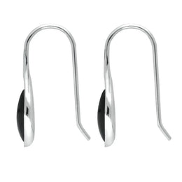 Sterling Silver Whitby Jet Marquise Overlap Hook Earrings E2313