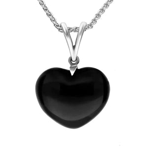 Sterling Silver Whitby Jet Medium Heart Split Bail Necklace. P2271_M.