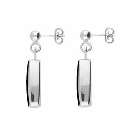 Sterling Silver Whitby Jet Oblong Drop Earrings E226