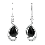 Sterling Silver Whitby Jet Open Fancy Pear Drop Earrings E2316