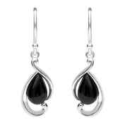 Sterling Silver Whitby Jet Open Fancy Pear Two Piece Set. S035