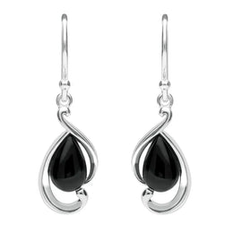Sterling Silver Whitby Jet Open Fancy Pear Two Piece Set. S035