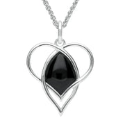 Sterling Silver Whitby Jet Open Twist Heart Two Piece Set. S036