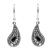 Sterling Silver Whitby Jet Ornate Tear Drop Two Piece Set. S031