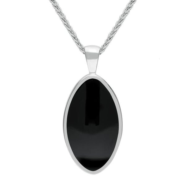 Sterling Silver Whitby Jet Oval Necklace P080