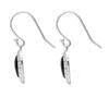 Sterling Silver Whitby Jet Oxidised Heart Drop Earrings. E1958.