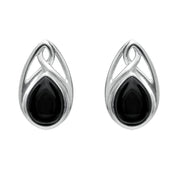 Sterling Silver Whitby Jet Pear Shaped Celtic Four Piece Set. S001 