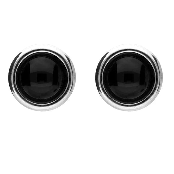 Sterling Silver Whitby Jet Round Stud Earrings E2126