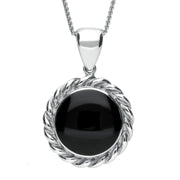Sterling Silver Whitby Jet Rope Twist Pendant. P249. 