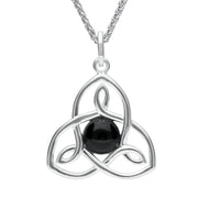 Sterling Silver Whitby Jet Round Celtic Knot Necklace P3128