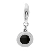 Sterling Silver Whitby Jet Round Shaped Heart Clip Charm, G665.