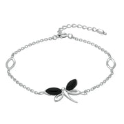 Sterling Silver Whitby Jet Single Butterfly Bracelet B999