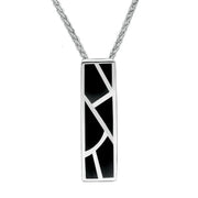 Sterling Silver Whitby Jet Six Stone Oblong Shaped Necklace. P920
