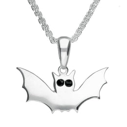 Sterling Silver Whitby Jet Small Bat Two Piece Set