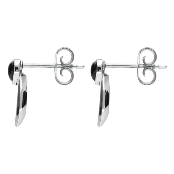 Sterling Silver Whitby Jet Small Heart Circle Stud Earrings E2321