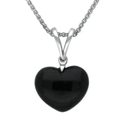 Sterling Silver Whitby Jet Small Heart Split Bale Necklace. SMLHRTPND