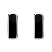 Sterling Silver Whitby Jet Small Oblong Stud Earrings