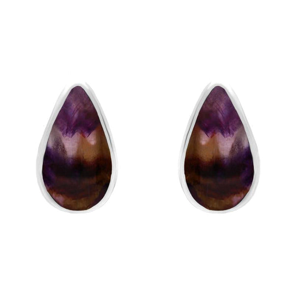 Sterling Silver Whitby Jet Small Teardrop Stud Earrings. e225