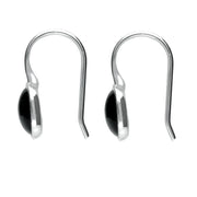 Sterling Silver Whitby Jet Stone Cushion Drop Earrings E1917