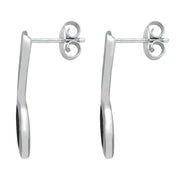 Sterling Silver Whitby Jet Toscana Long Marquise Stud Earrings. E1185.