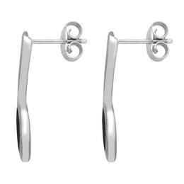 Sterling Silver Whitby Jet Toscana Long Marquise Stud Earrings. E1185.