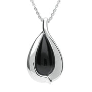 Sterling Silver Whitby Jet Wide Edge Pear Two Piece Set. S038