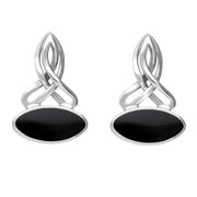 Sterling Silver Whitby Jet Wide Marquise Celtic Two Piece Set