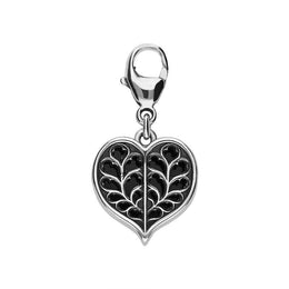 Sterling Silver Whitby Jet York Minster Heart Charm G828