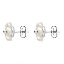 Sterling Silver White Agate Carnation Tuberose Stud Earrings, E2162