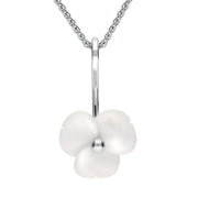 Sterling Silver White Agate Clover Tuberose Necklace, P2851